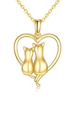 lovely yellow gold cat heart baby necklace